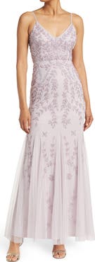 Marina Beaded V-Neck Gown