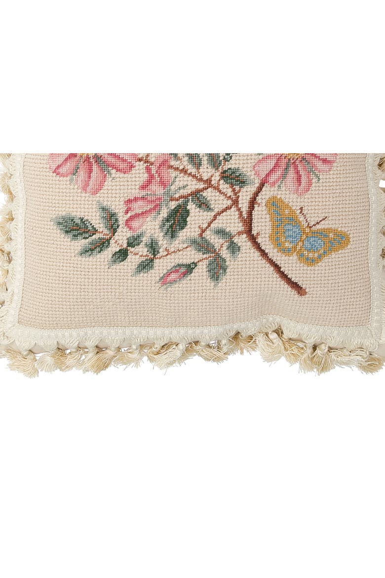 Flowers Needlepoint Throw Pillow, 17" x 17", Alternate, color, Pink