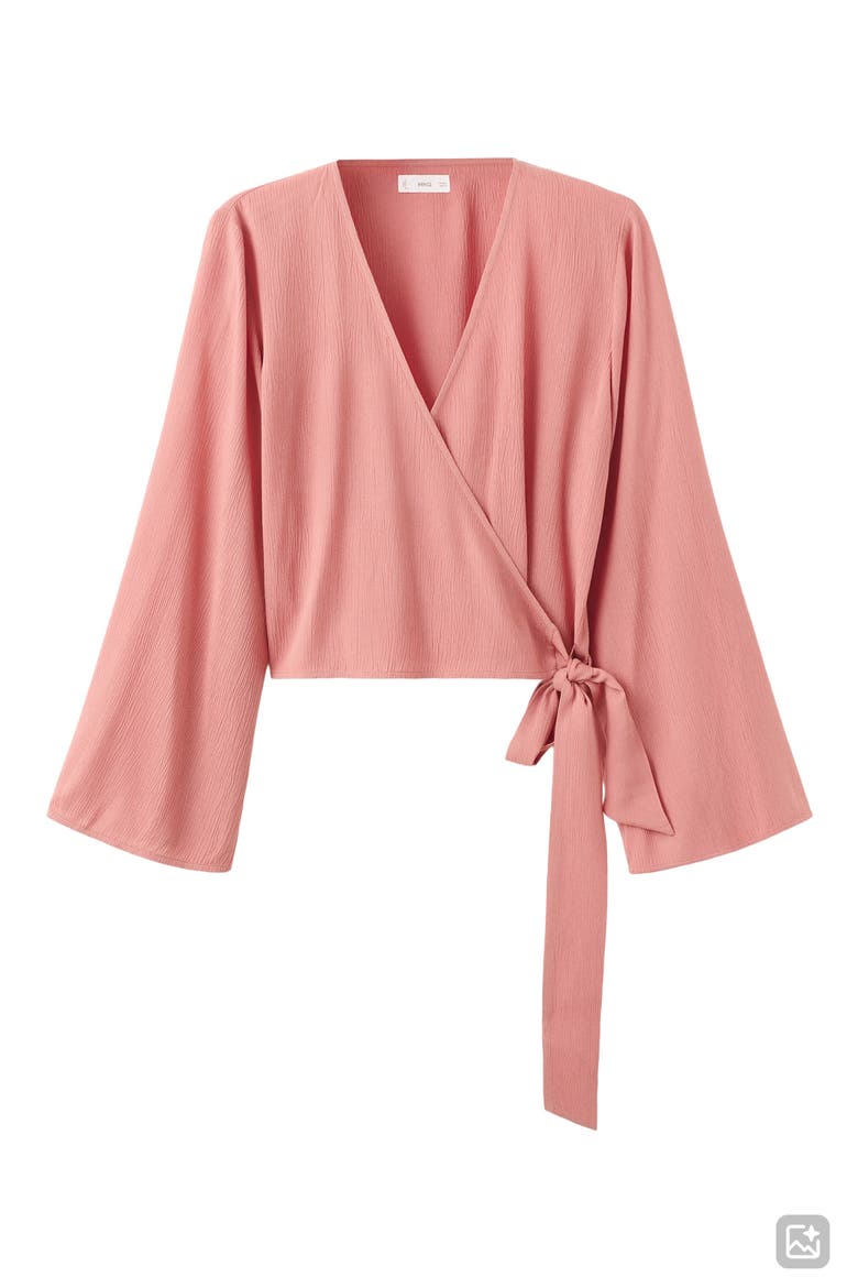 Long Sleeve Wrap Front Top, Alternate, color, PINK
