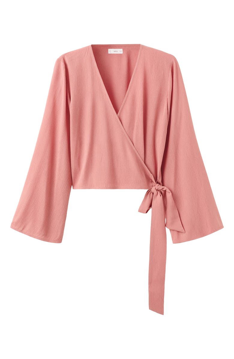 MANGO TEEN Long Sleeve Wrap Front Top, Alternate, color, Pink