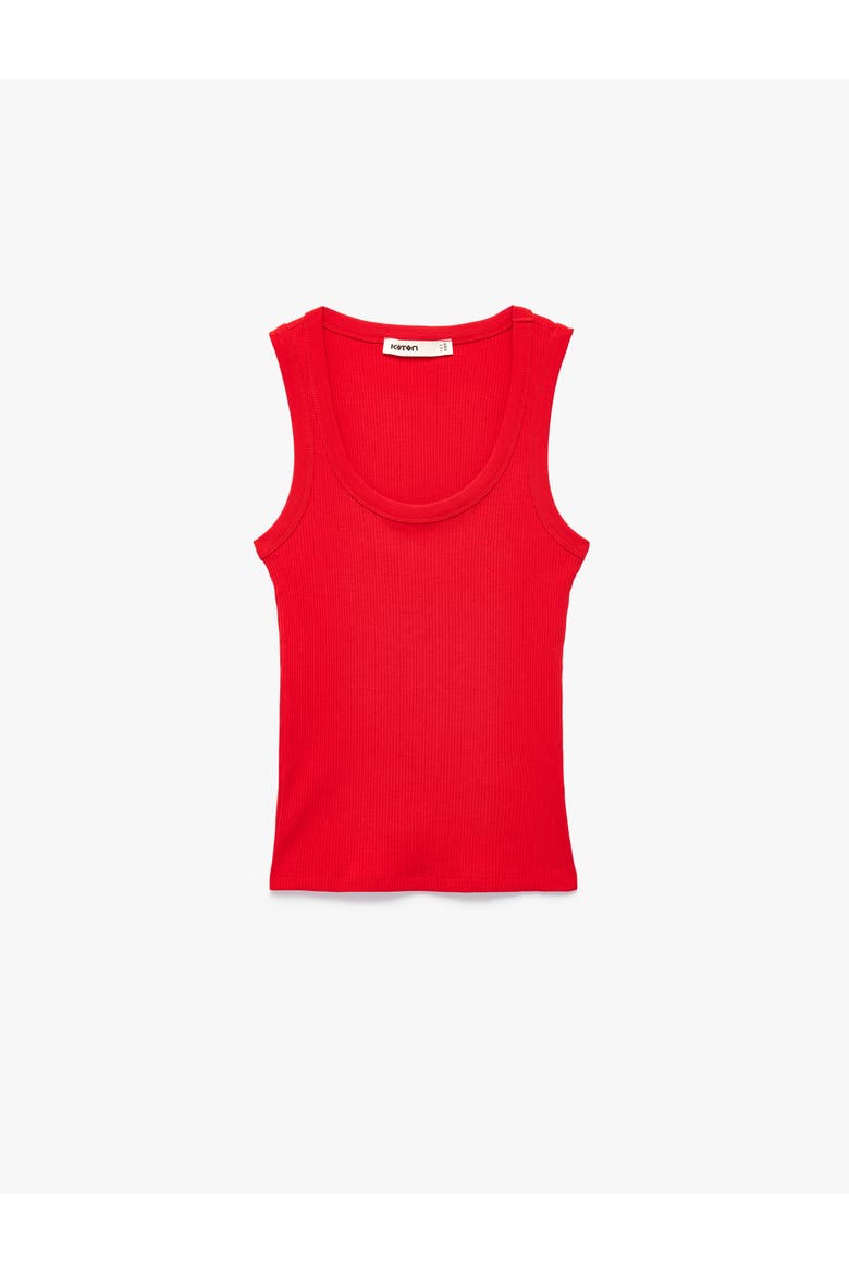Scoop Neck Ribbed Cotton Tank Top, Alternate, color, RED