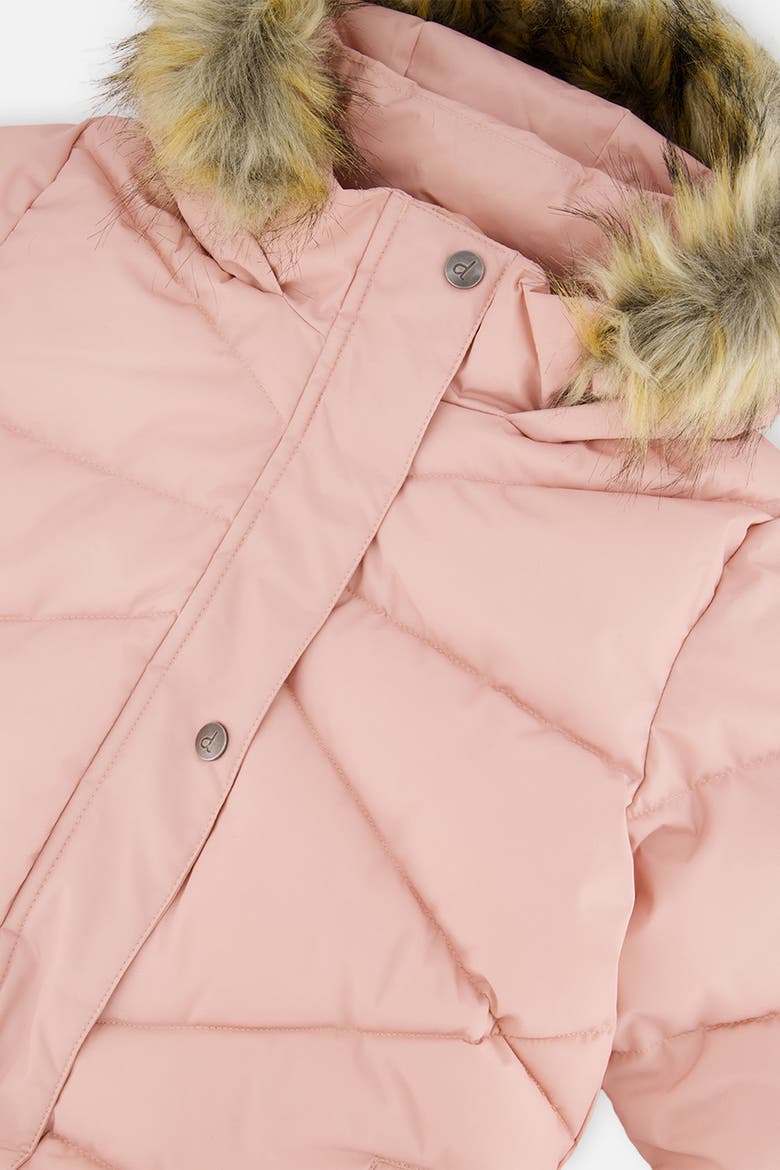 Long Winter Diamond Quilted Fleece Lined Puffer Coat, Alternate, color, Pale Dusty Pink