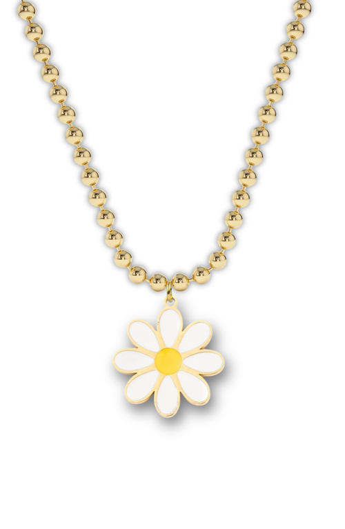 Little Miss Zoe Flower Charm Necklace In White