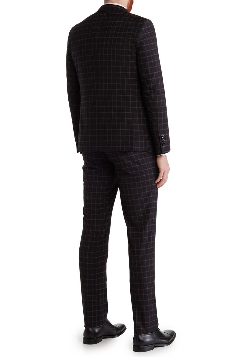 Two-Piece Check Two-Button Stretch Woven Suit, Alternate, color, BLACK