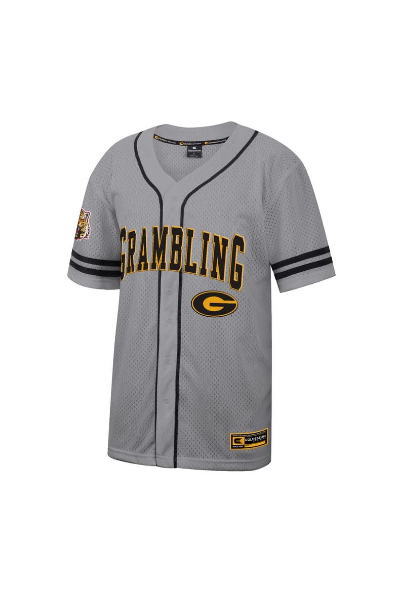 Men's Colosseum Gray Grambling Tigers Free Spirited Baseball Jersey, Alternate, color, Gray