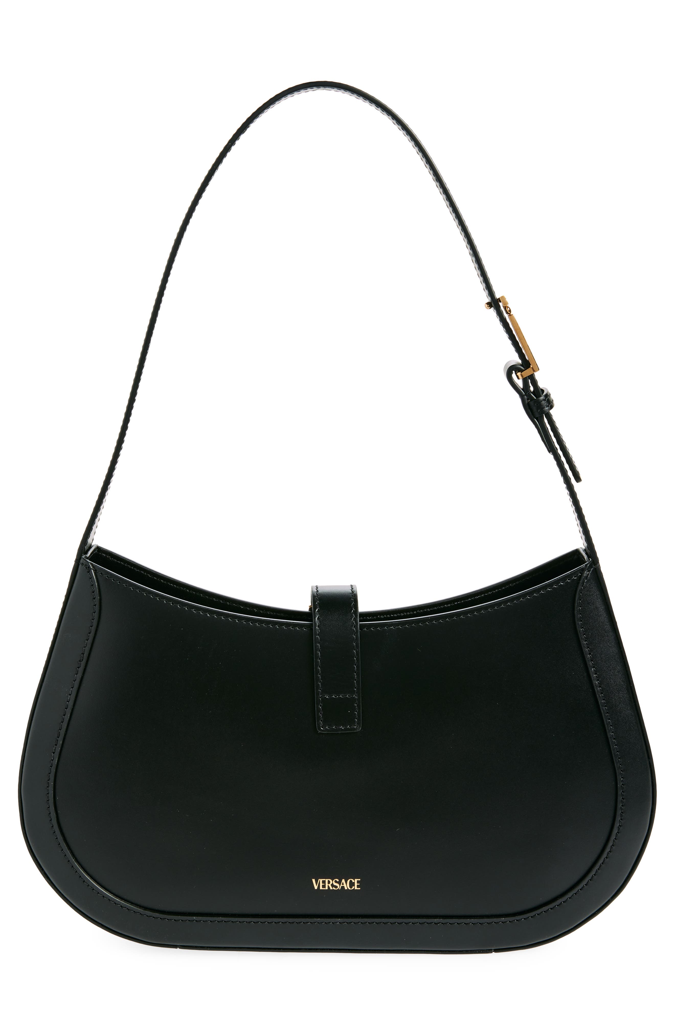 Versace Large Greca Leather Hobo Bag, Alternate, color, 