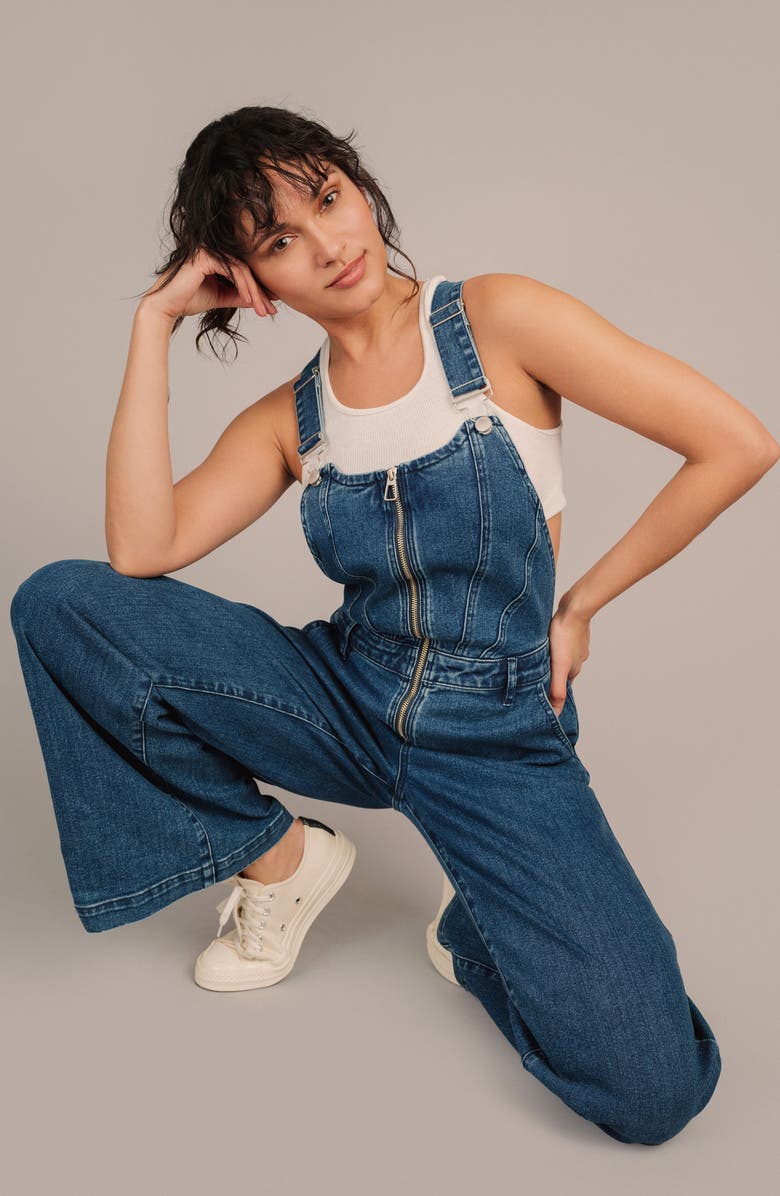 Avec Les Filles Corset Denim Overalls, Alternate, color,