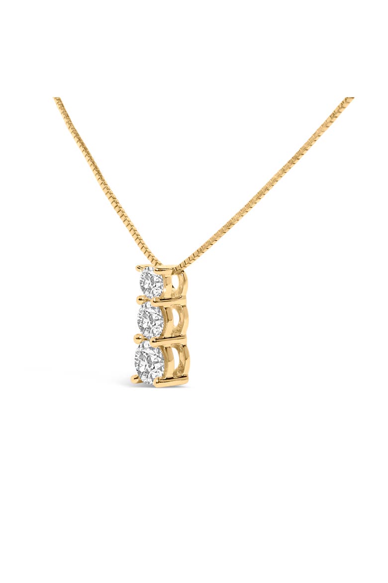 14K Gold 1/2 Cttw Lab Grown Diamond Three Stone Pendant Necklace, Alternate, color, Yellow