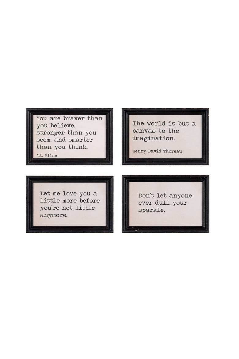 Wall Décor with Framed Inspiration Sentences, Main, color, Black