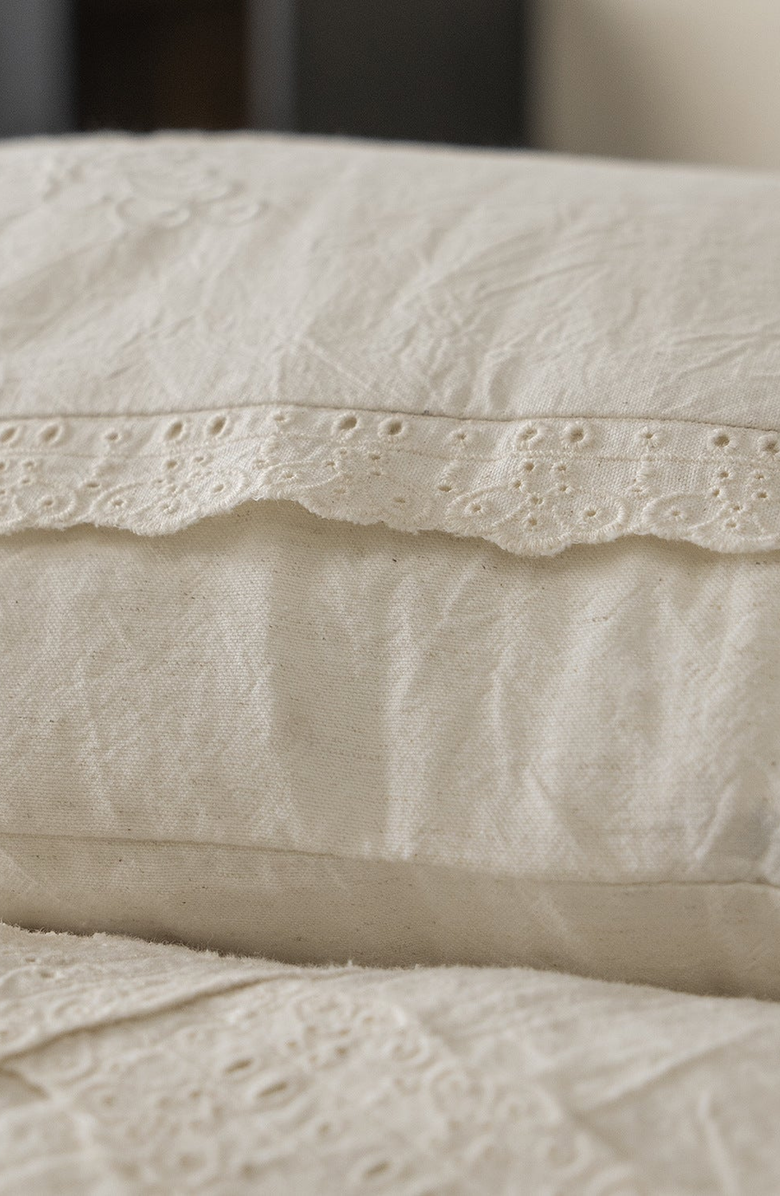 Ever Lasting Esme Linen Cotton Embroidered Floral Bedding Set, Alternate, color, Off-White / Cream