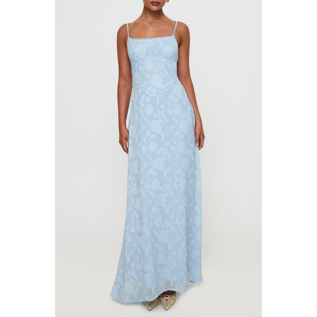 Princess Polly South Of France Floral Burnout Maxi Dress In Blue