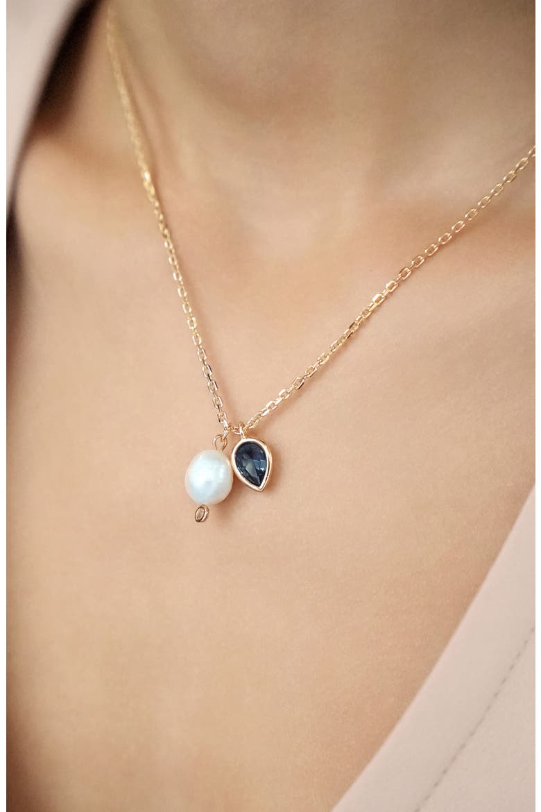Radiant Freshwater Pearl Pendant Necklace, Alternate, color, BLUE