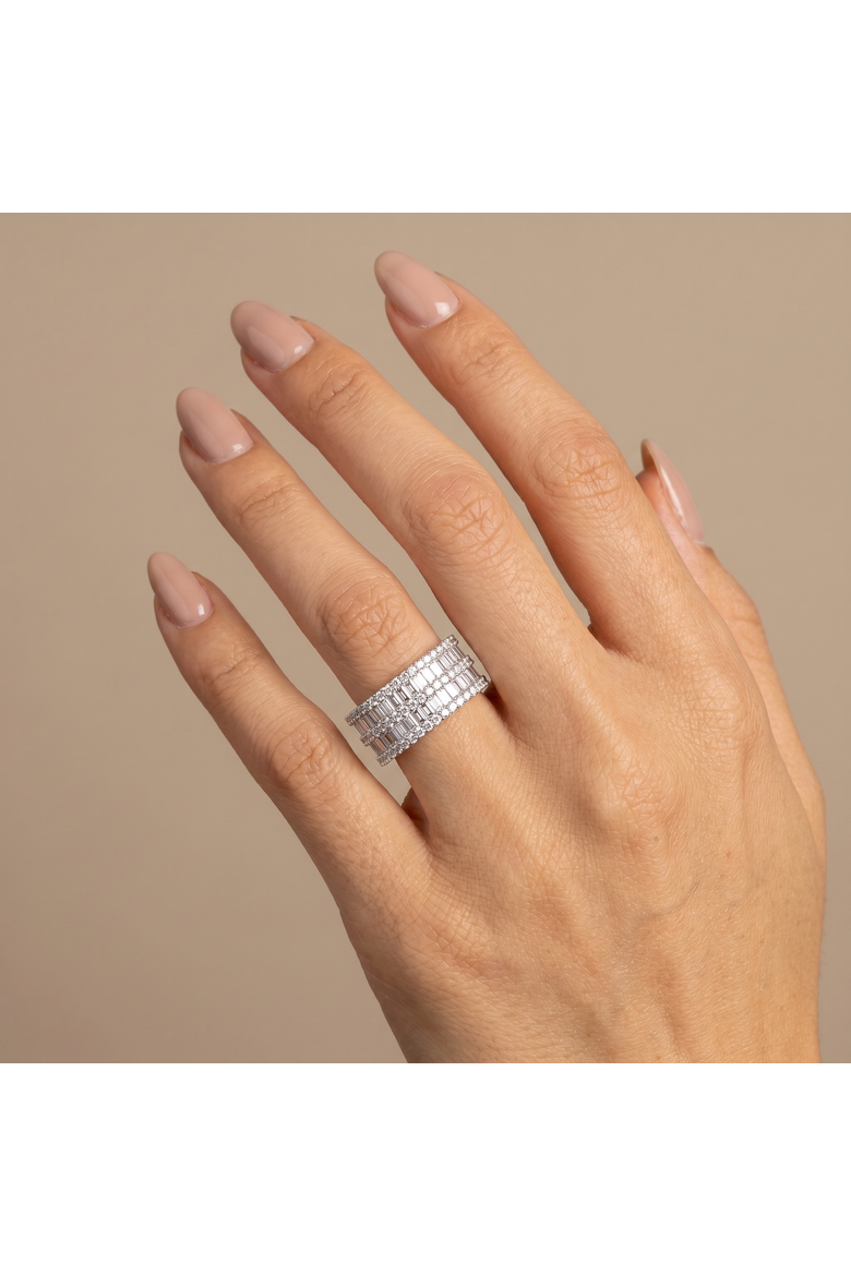 Wide Pavé CZ Statement Ring, Alternate, color, Silver