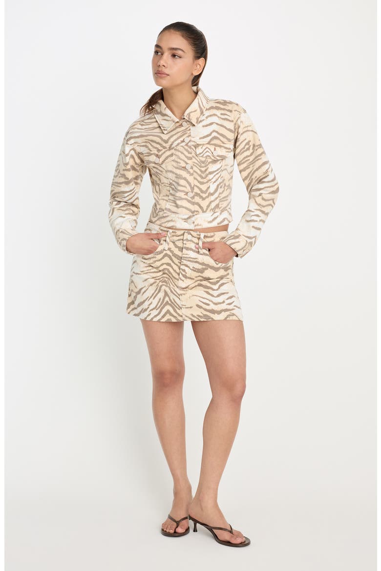 Good '90s Tiger Print Denim Miniskirt, Alternate, color, BROWN TIGER