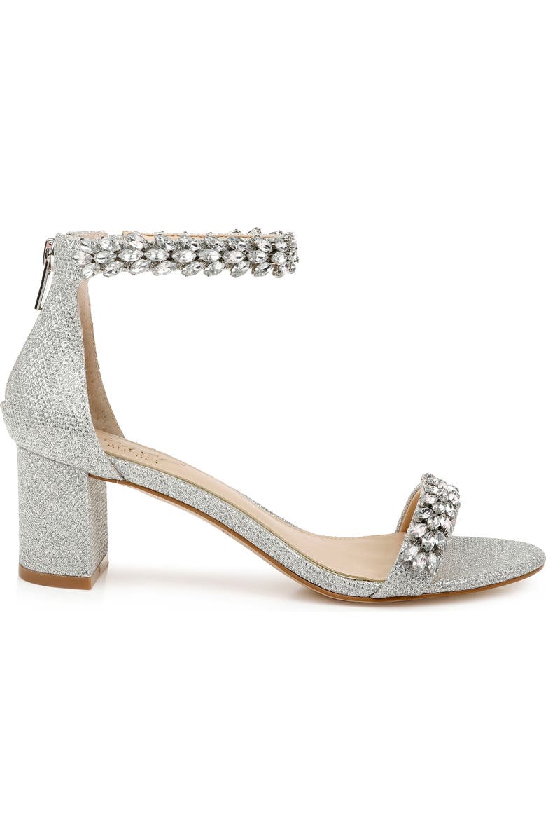 Jewel Badgley Mischka Bronwen Sandal, Alternate, color, Silver Fabric