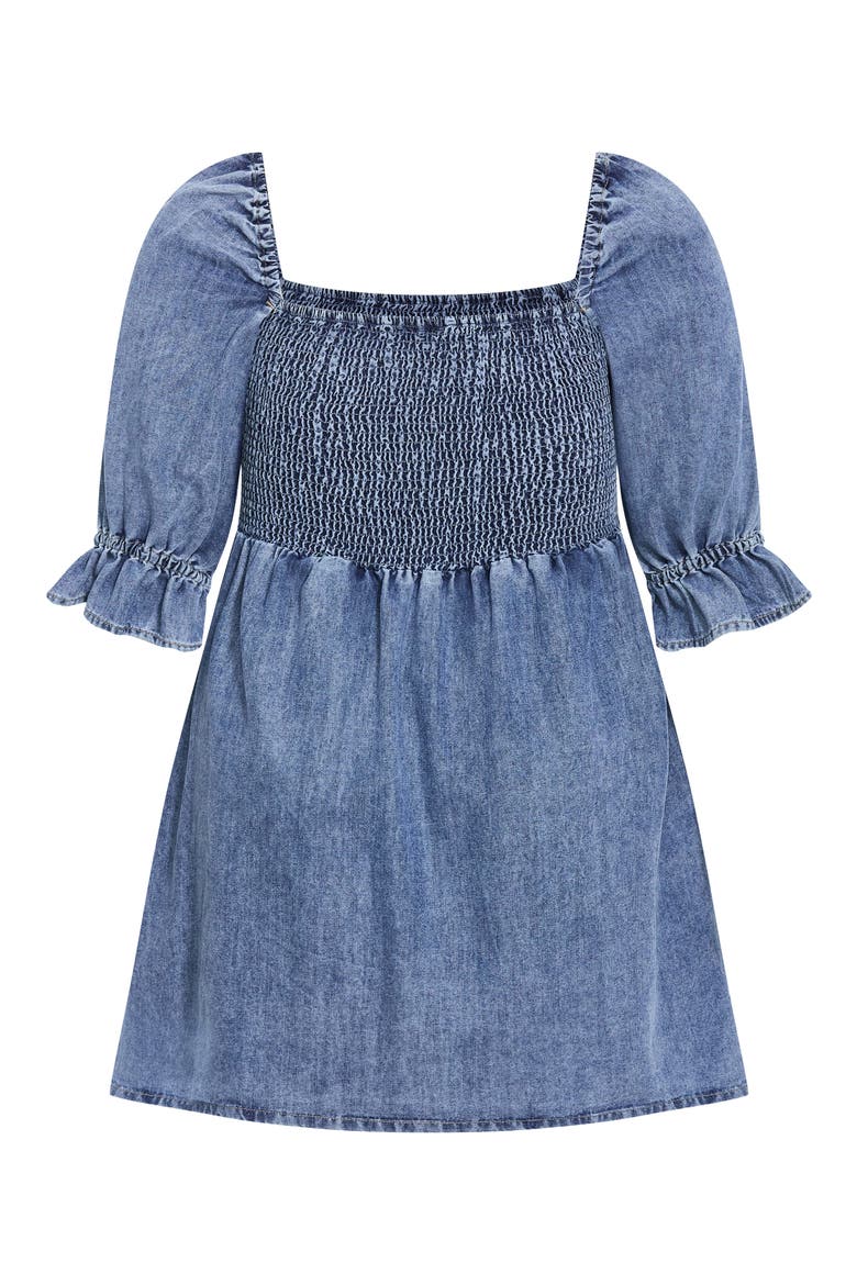 Kaitlyn Smocked Denim Minidress, Alternate, color, LIGHT WASH