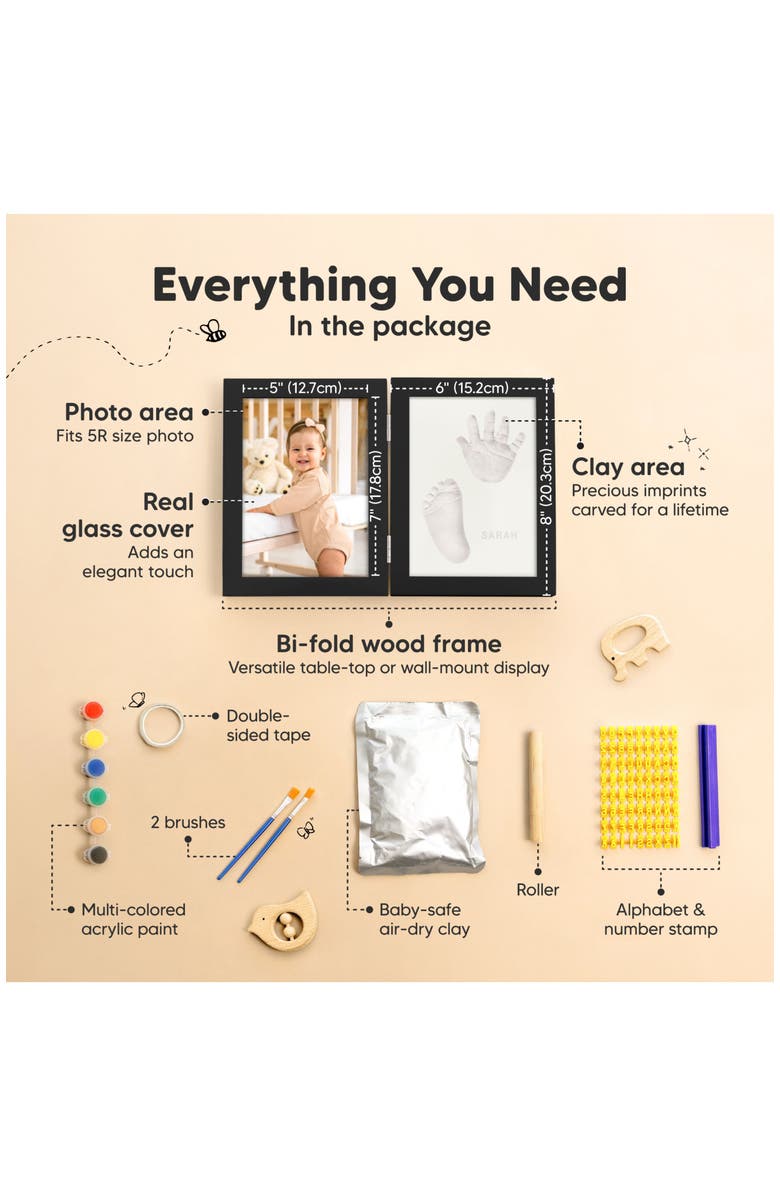 KeaBabies Rune Hand & Footprint Keepsake Frame, Alternate, color, Onyx Black