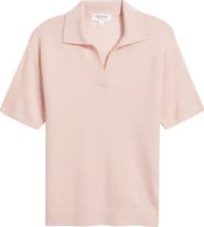 Nordstrom Cashmere Johnny Collar Short Sleeve Sweater