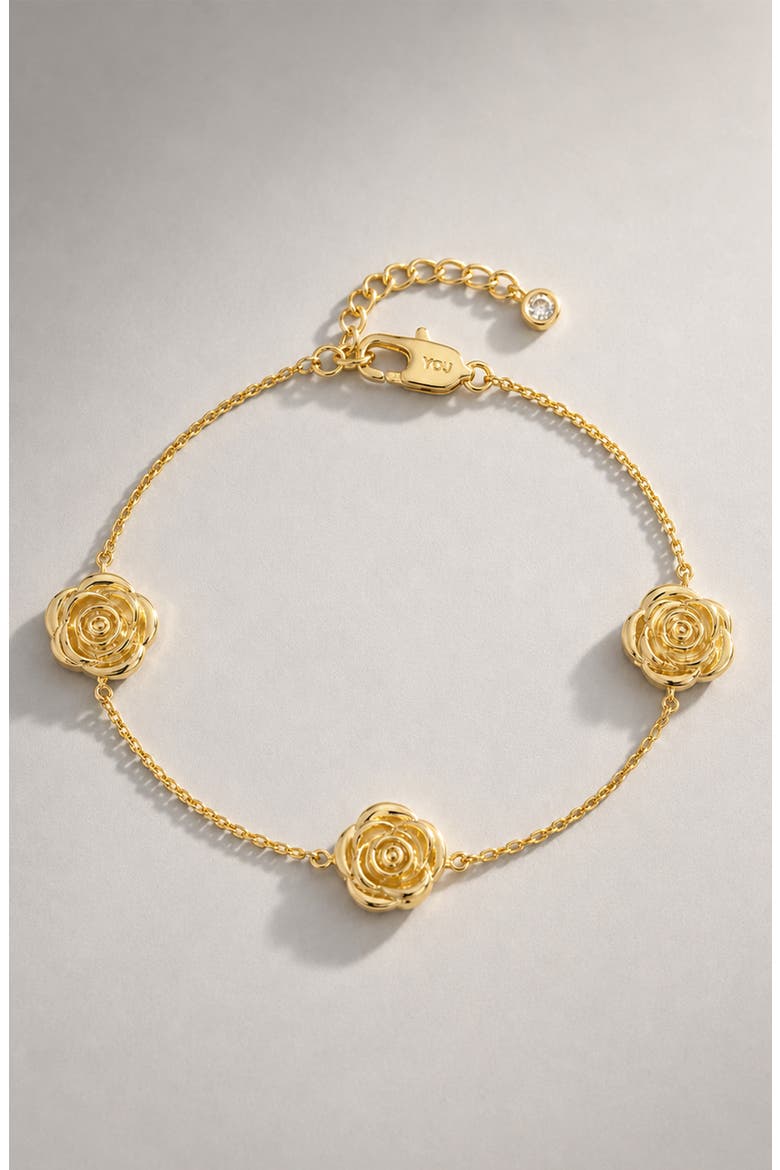 Rose Chain Station Bracelet In Gold, Alternate, color, Gold