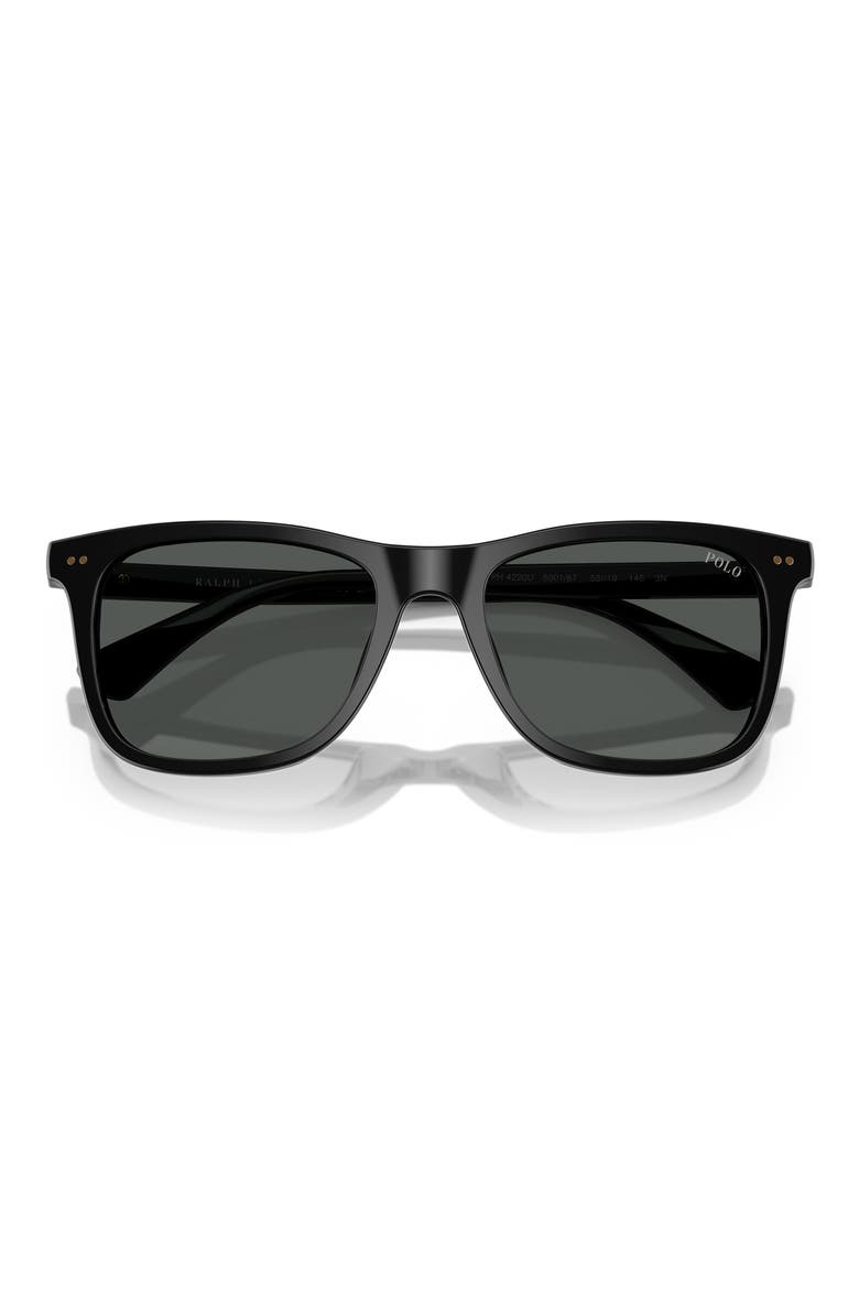 55mm Square Sunglasses, Alternate, color, SHINY BLACK