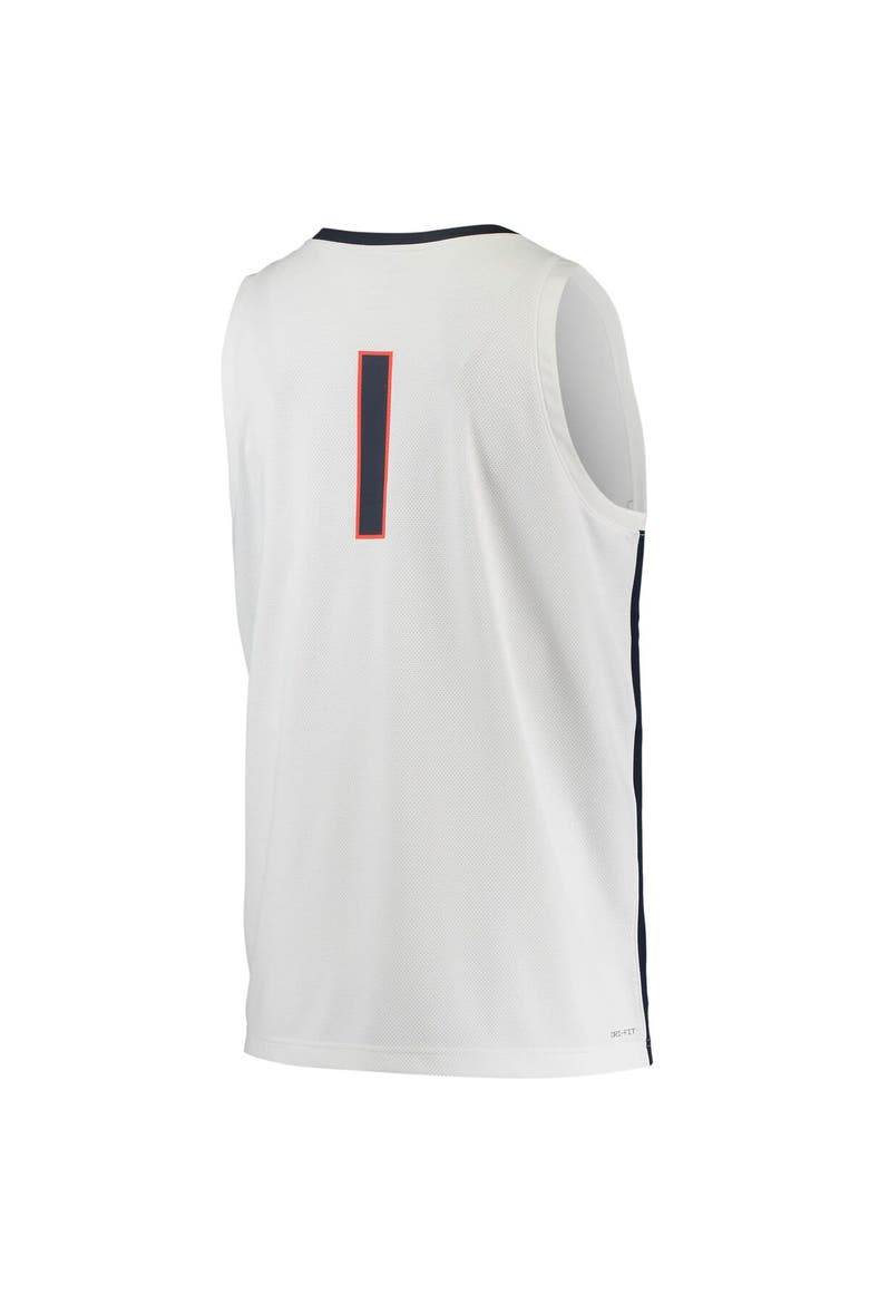 Men's Nike #1 White Virginia Cavaliers Replica Basketball Jersey, Alternate, color, White