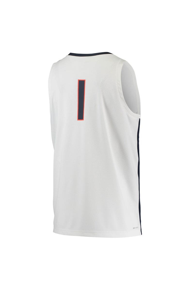 Nike Men's Nike #1 White Virginia Cavaliers Replica Basketball Jersey, Alternate, color, White