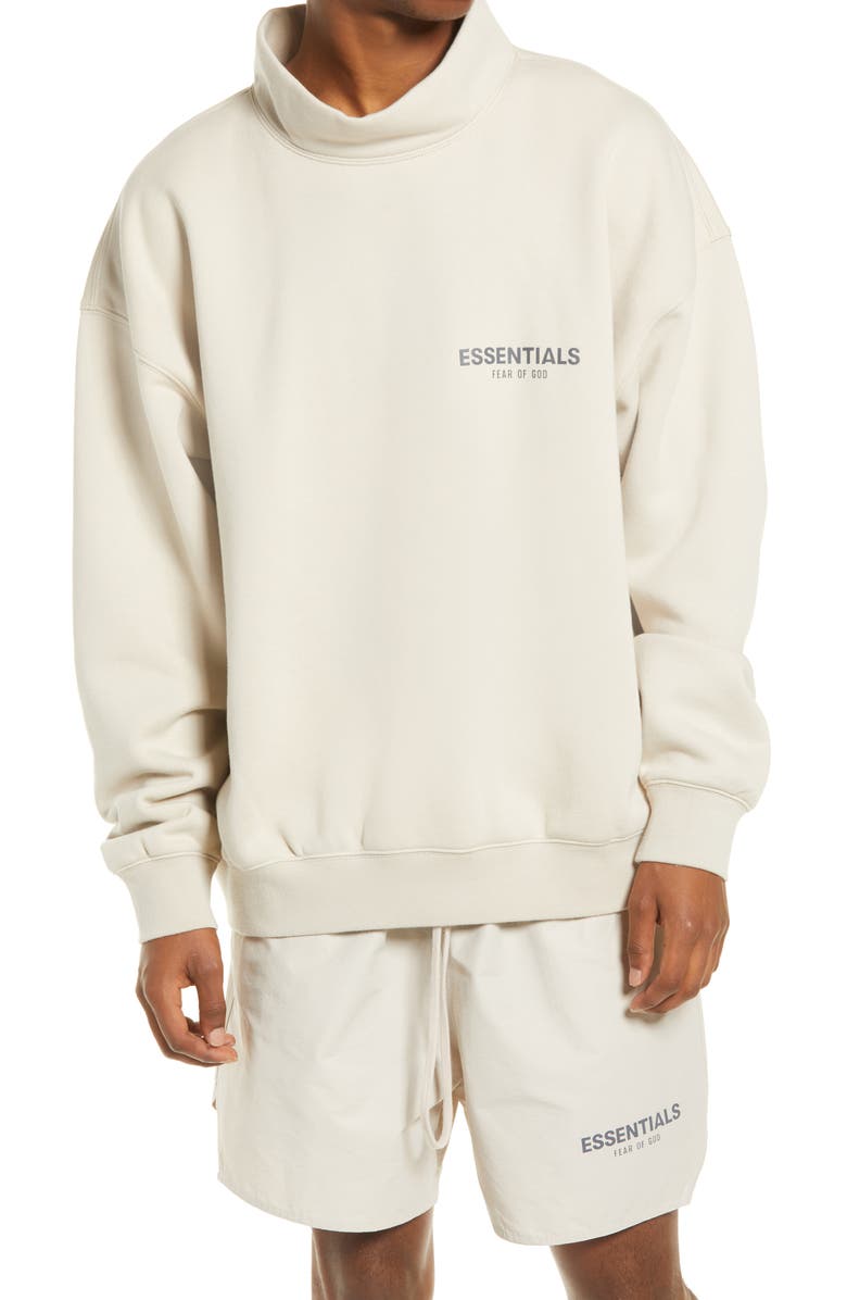 Fear of God Essentials Logo Mock Neck Sweatshirt, Main, color, 