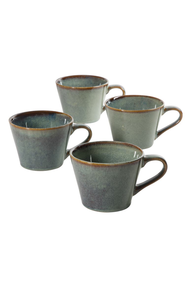 4-Piece Stoneware Coffee Mug Set, 22 Oz, Reactive Glaze Finish, Main, color, Blue