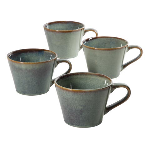 4-Piece Stoneware Coffee Mug Set, 22 Oz, Reactive Glaze Finish