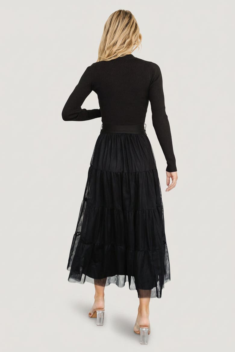 Demi Sweater Tulle Dress, Alternate, color, Black