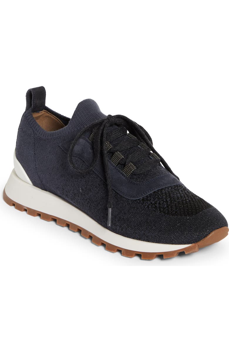 Brunello Cucinelli Monili Knit Lace-Up Sneaker, Main, color,