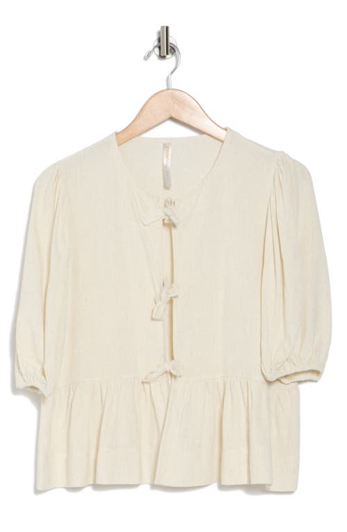 Renee C Women's Open Front Linen Blend Top In Linen
