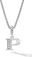David Yurman Pavé Initial Pendant Necklace in Sterling Silver with Diamond