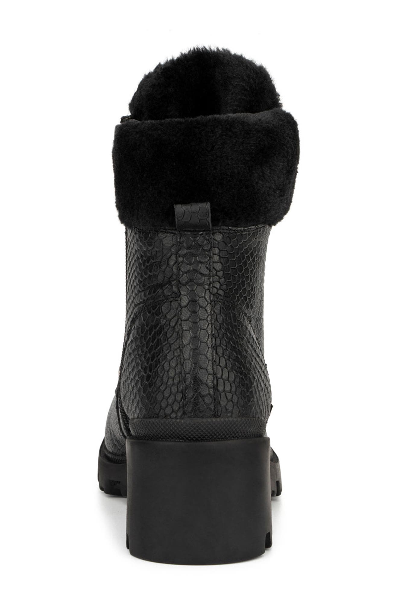 VINTAGE FOUNDRY Regina Faux Fur Trimmed Snake Embossed Boot, Alternate, color, Black