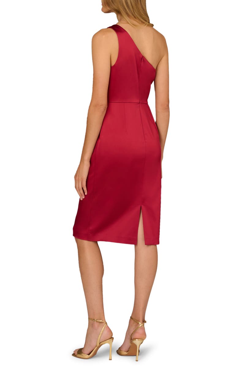 Aidan Mattox Bow Detail One-Shoulder Satin Cocktail Sheath Dress, Alternate, color, Matador Red
