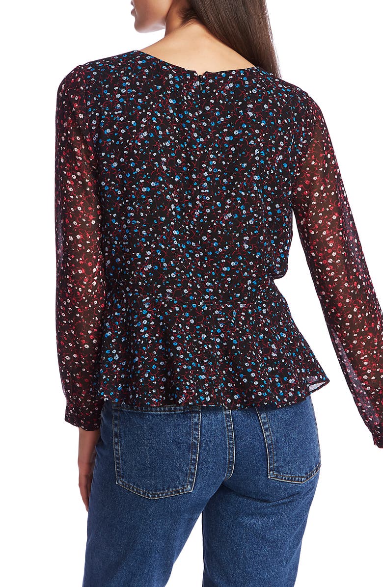 1.STATE Floral Ditsy Cross Front Peplum Blouse, Alternate, color,