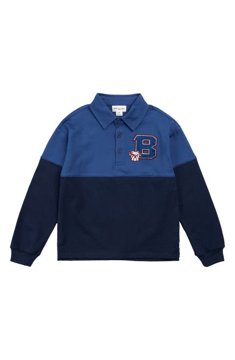 Kids' Long Sleeve Colorblocked Cotton Polo Top