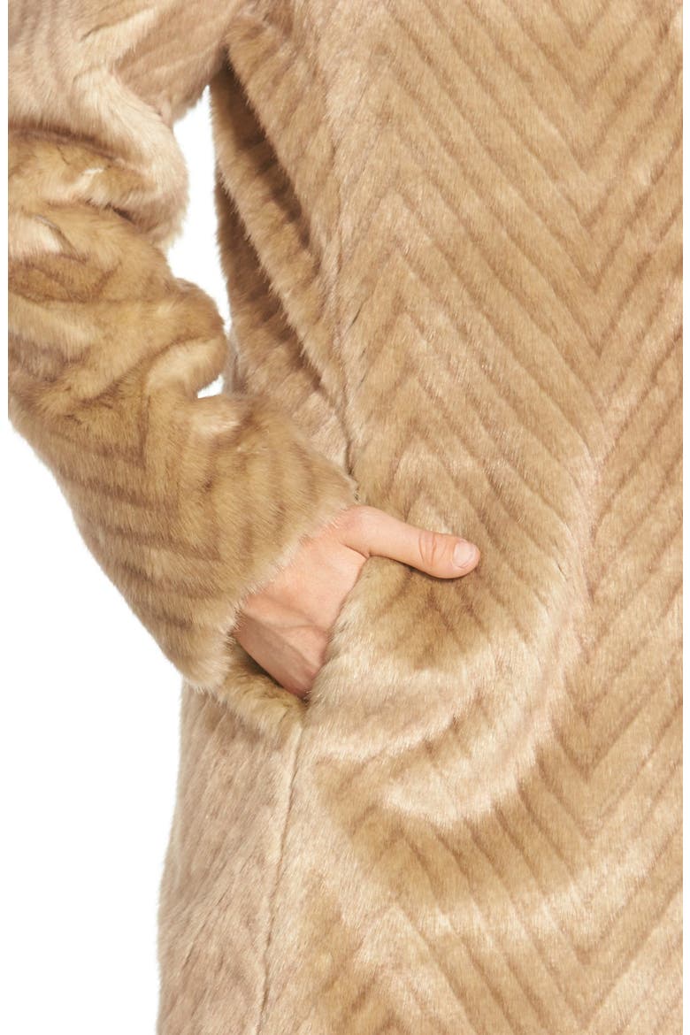 Faux Fur A-Line Coat, Alternate, color, LATTE