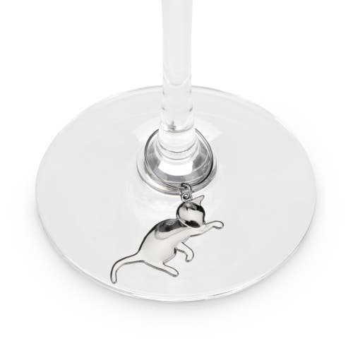 Twine Cat Wine Charms Set Of 6 In Silver