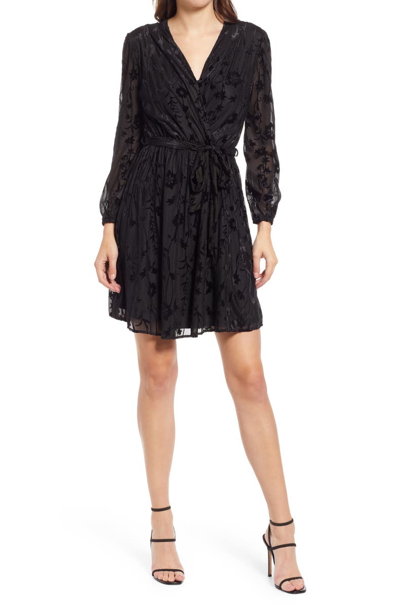 Fraiche by J Anna Burnout Velvet Wrap Dress, Main, color, 