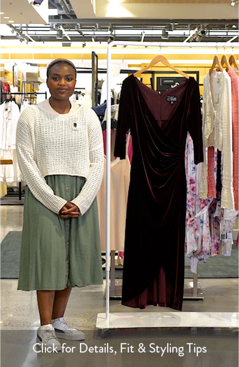 Pleated Long Sleeve Velvet Gown, sales video thumbnail