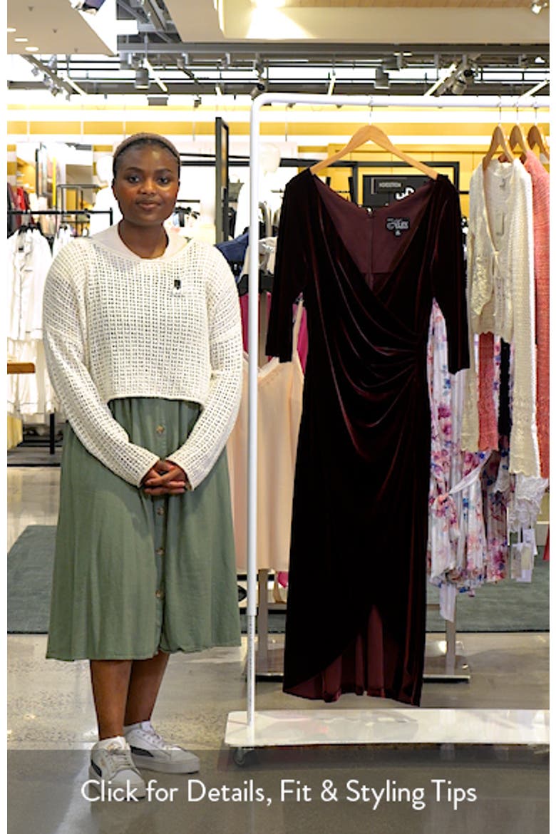 Pleated Long Sleeve Velvet Gown video