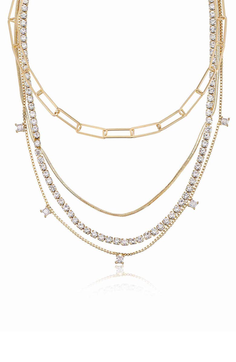 Ettika Set of 4 Crystal & Chain Link Necklaces, Alternate, color,