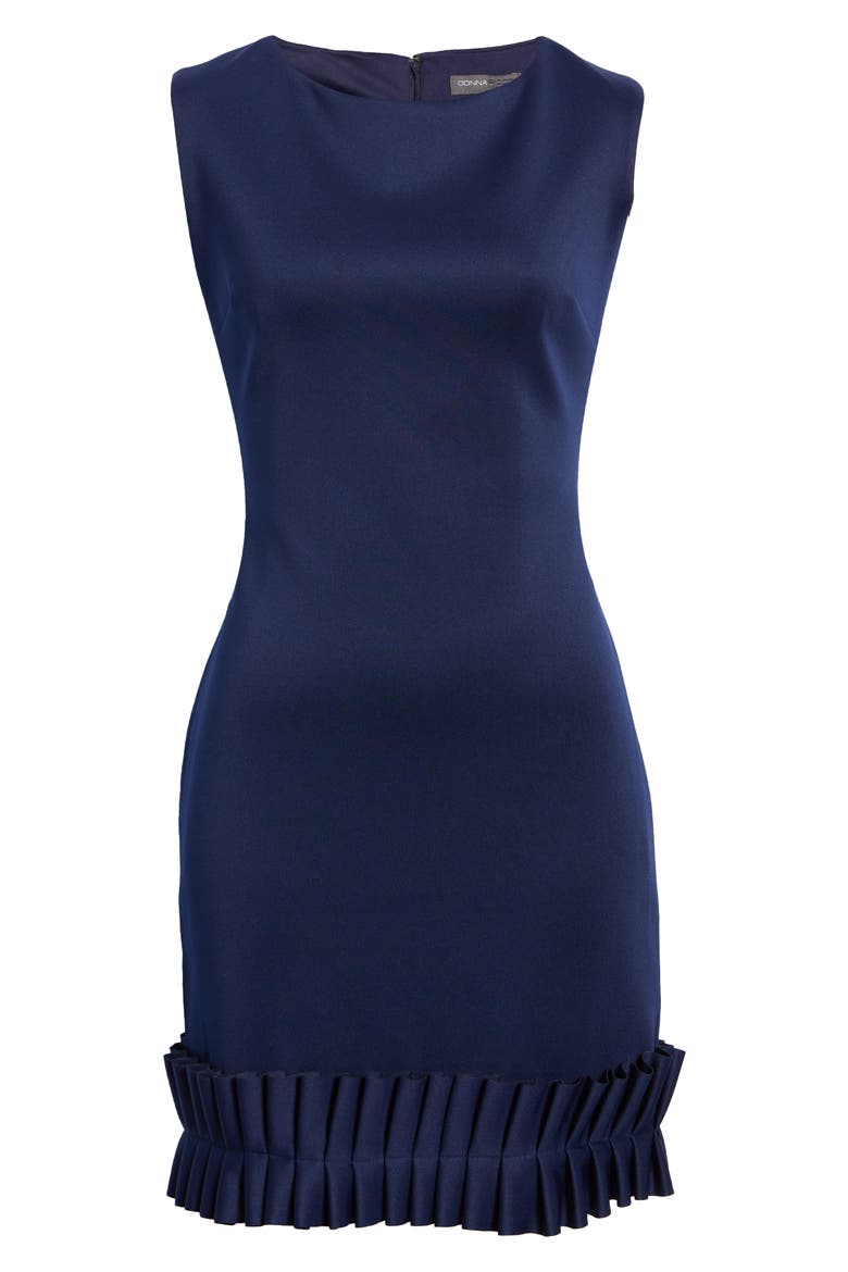 Pleat Hem Scuba Sheath Dress, Alternate, color, SPRING NAVY