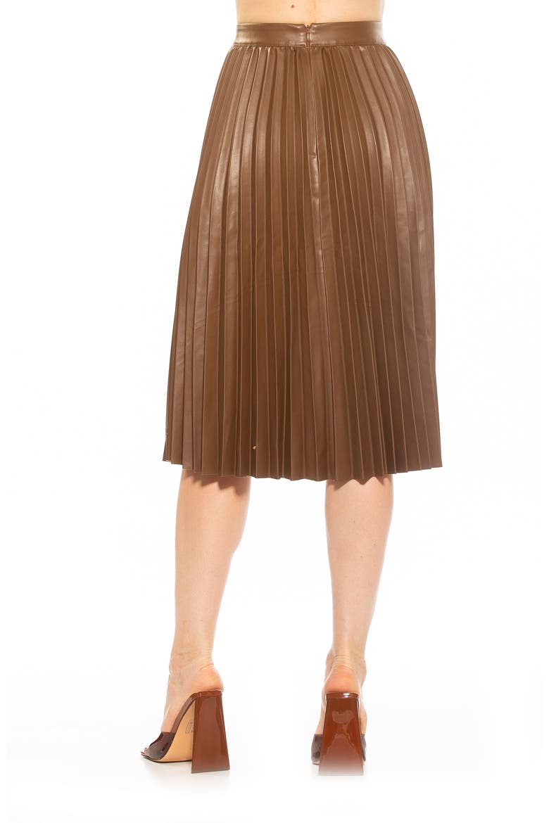 Luca High Waist Pleated Faux Leather Skirt, Alternate, color, BROWN