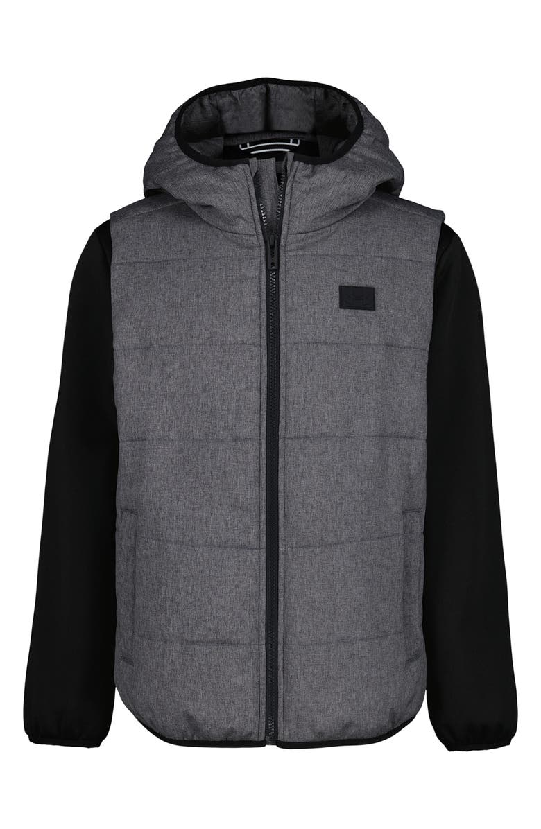 Under Armour Kids' 2Fer Water Resistant Hoodie Vest, Main, color, Pitch Gray Heather