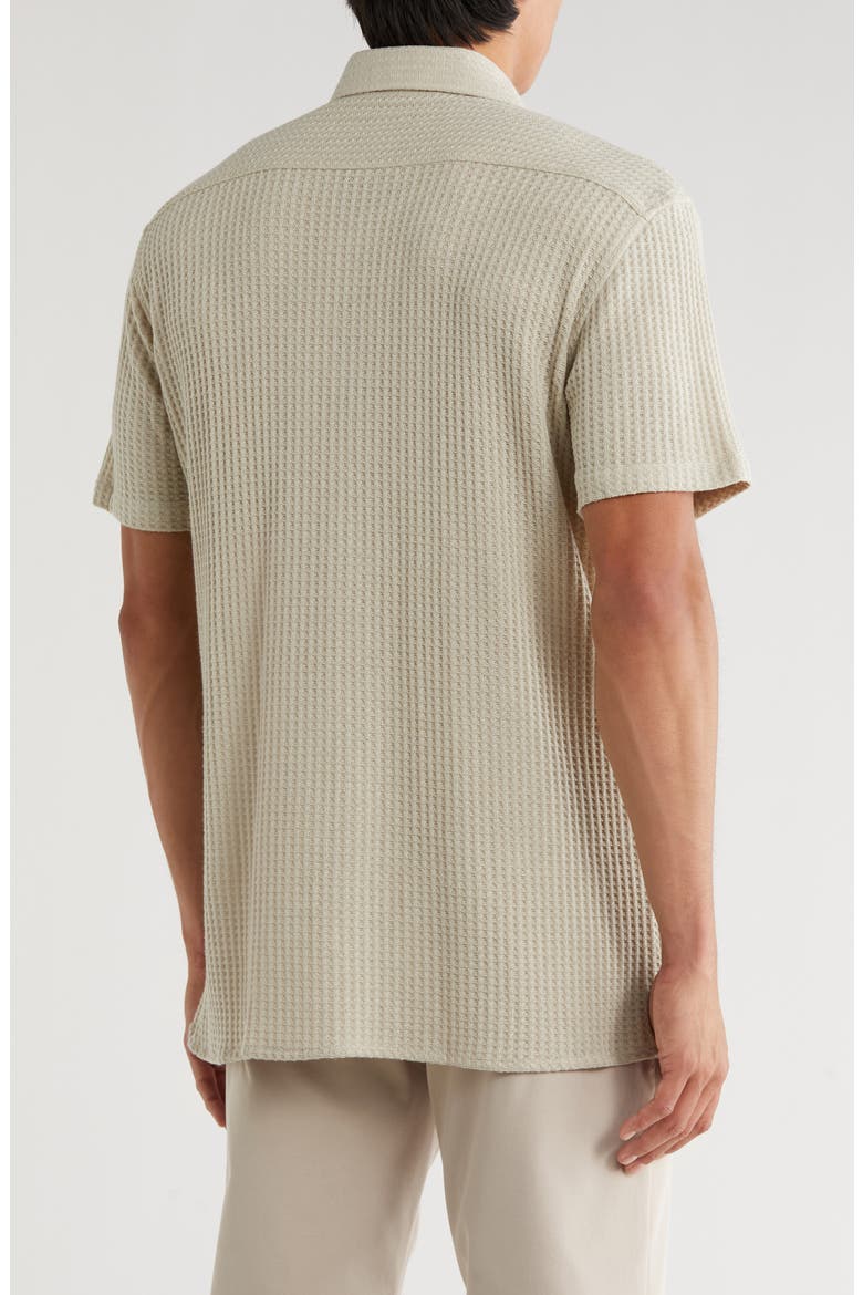 Waffle Knit Short Sleeve Button-Up Shirt, Alternate, color, PISTACHIO