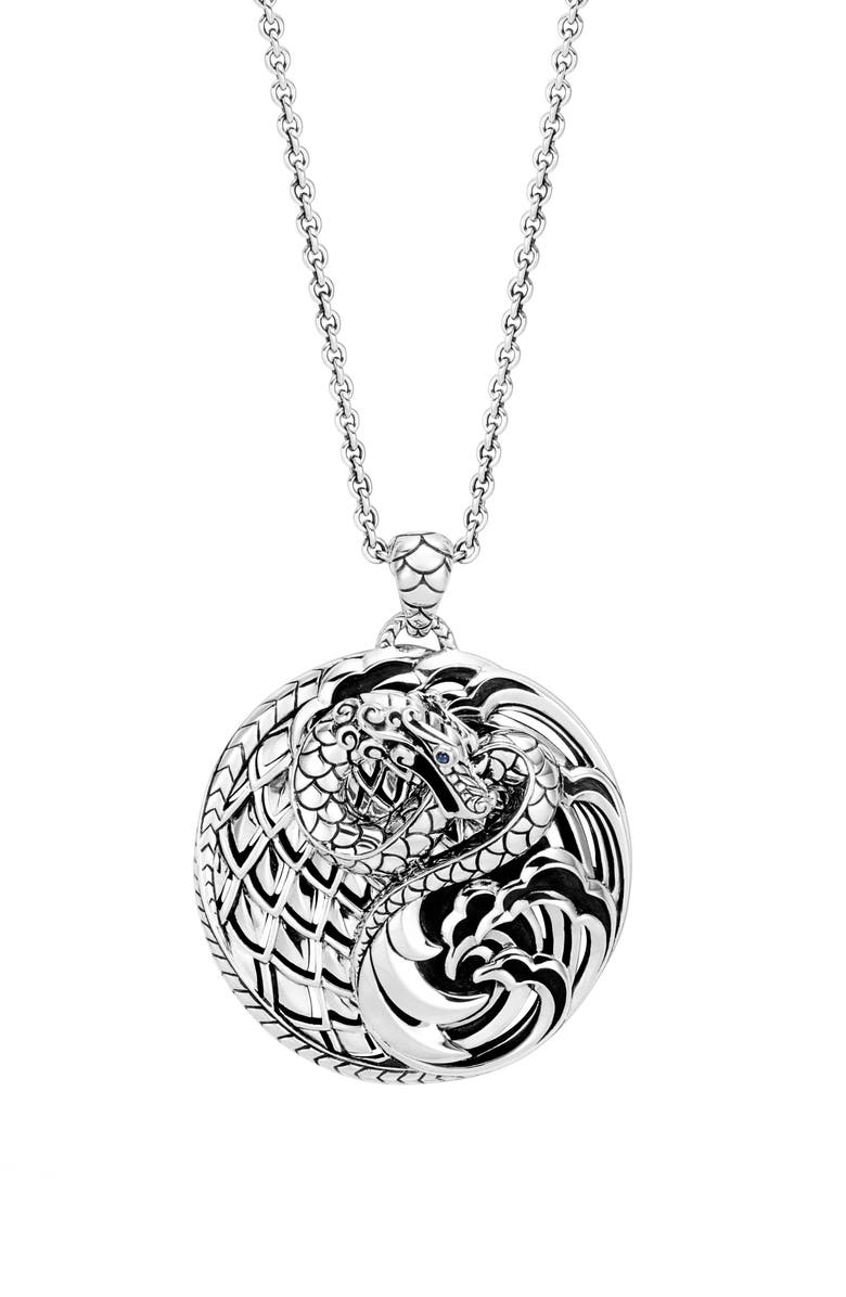 John Hardy Naga Round Sterling Silver Pendant Necklace, Alternate, color, 