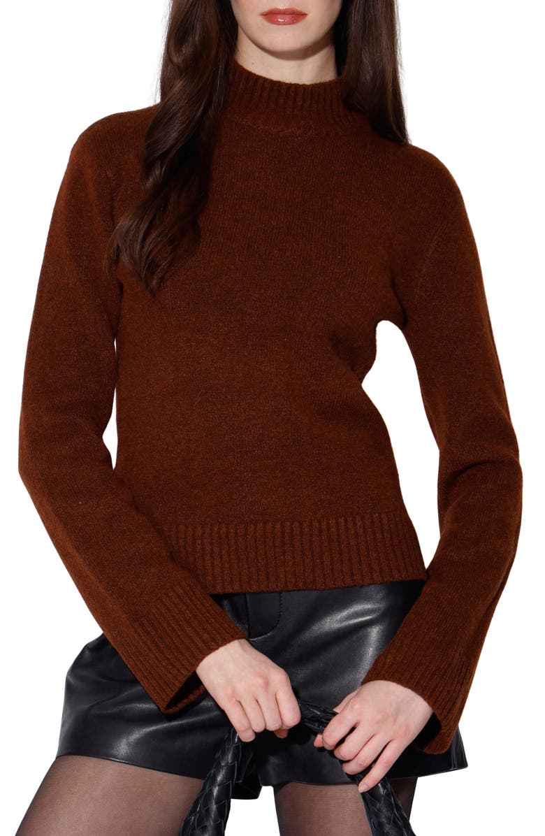 Walter Baker Amara Mock Neck Sweater, Main, color, Brown