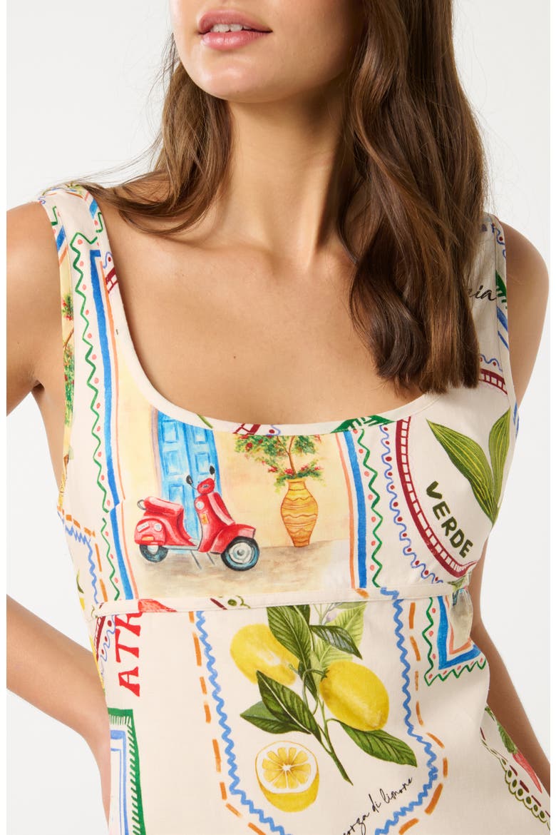 Hadley Cutout Ruched Back Mini Sundress, Alternate, color, AMALFI POSTCARDS